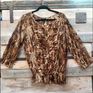 Anne Klein Size Small Sheer Animal Print Blouse